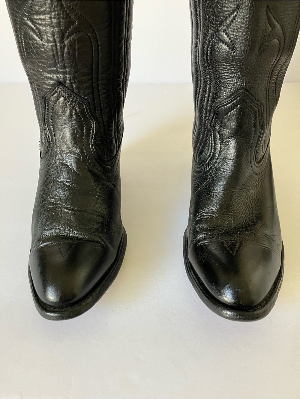Frye 7055 Women’s Black Leather Western Cowboy Pull-On Boots 7 B Pointed - Picture 5 of 9